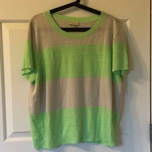 Short-Sleeve Sweater, Greens and Cream